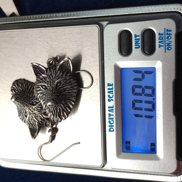 Sterling Silver 3D Wolf Head Dangle Earrings - Picture 11 of 16